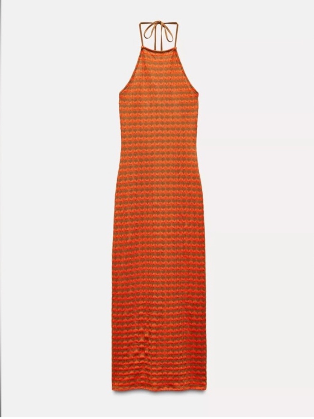 ZARA long jacquard halter dress. Size S